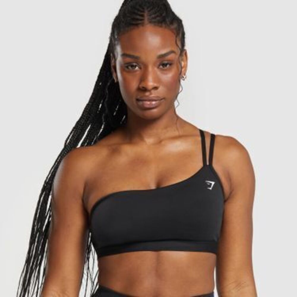 Gymshark One Shoulder Sports Bra - Black - Medium